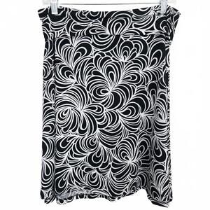 Jason Maxwell Fun Black and White Swirl Print Fold Over Waist Skirt